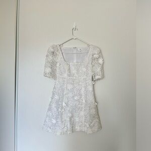 White Floral Lace Mini Dress
